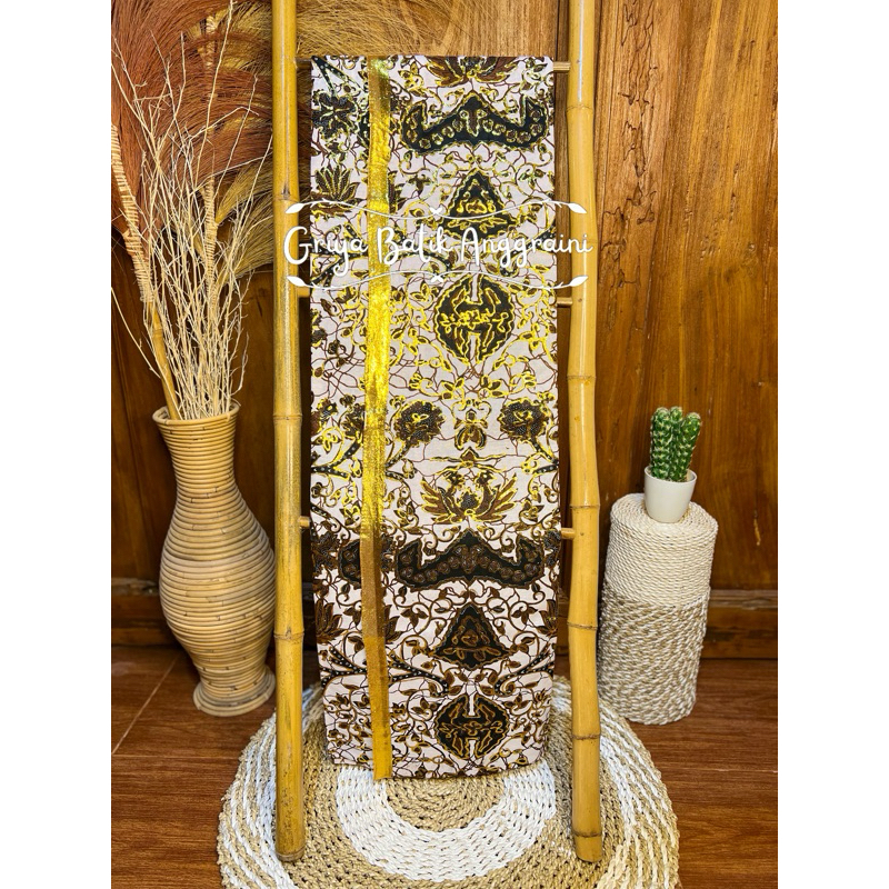 Kain Jarik Prada Tulis Motif WAHYU TUMURUN PUTIH