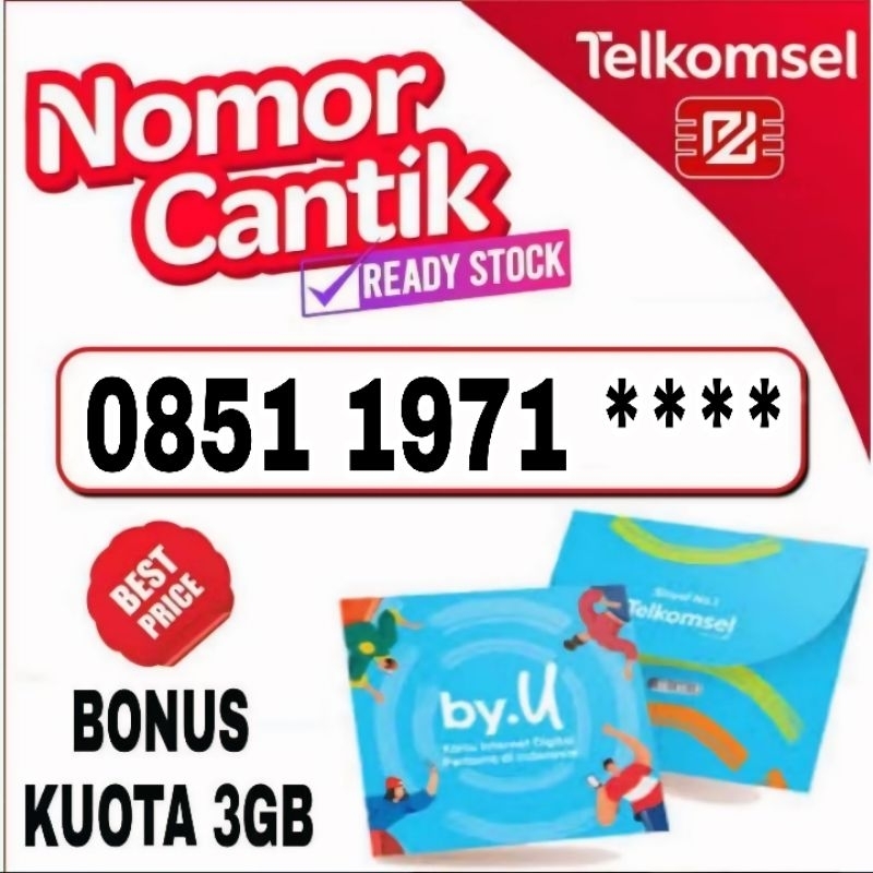 nomor cantik kartu perdana Telkomsel by.u 0851 1971 ***