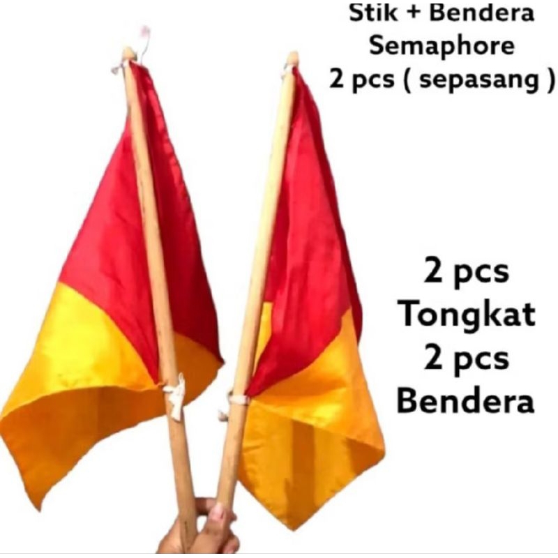 

bendera semaphore pramuka variasi dua bendera dua stick 2 stick + 2 bendera