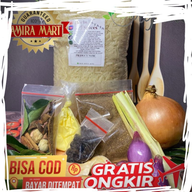 

Arabian food Bumbu Kebuli original super komplit + Beras Basmati india 1kg