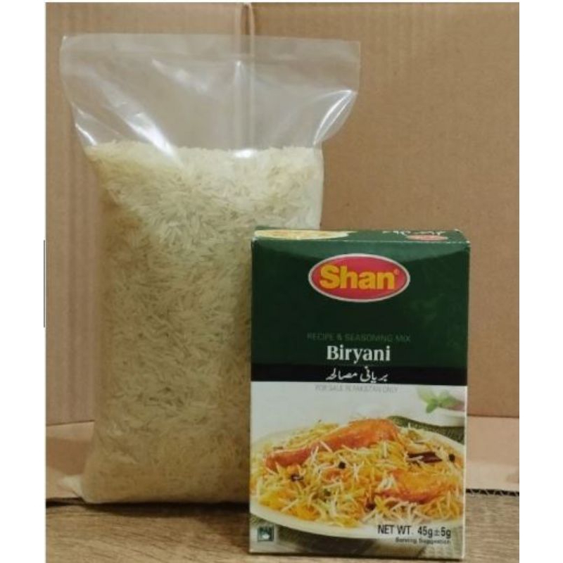 

Paket Basmati 1kg dan Shan Biryani Beras Basmati Bumbu
