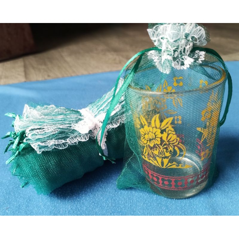 (50pcs) Kantong tile souvenir Gelas jamu/gelas kecil ,kaca dll. Ukuran 10x14