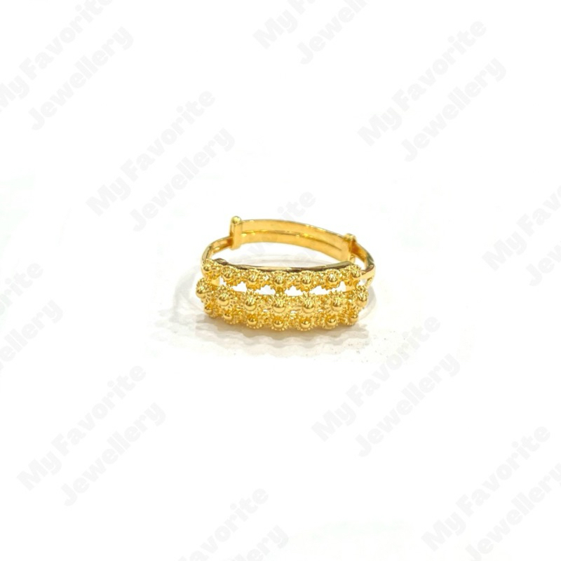 Cincin Adjustable Persegi Dots Borobudur Emas Asli Kadar 700