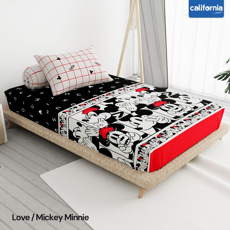 CALIFORNIA Sprei Single Fitted Love/ Mickey Minnie