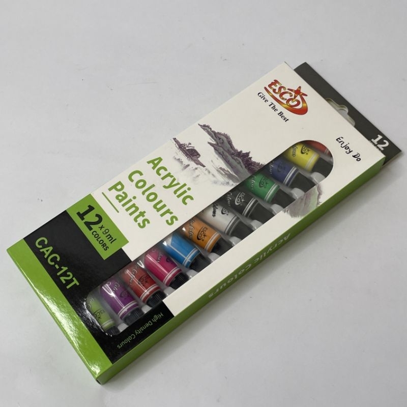 

cat air esco akrilik acrylic colour 12 warna