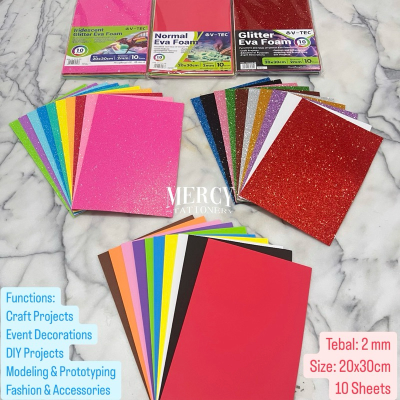 

10 Lembar - Eva Foam VTec Glitter 20x30cm DIY Dekorasi Craft
