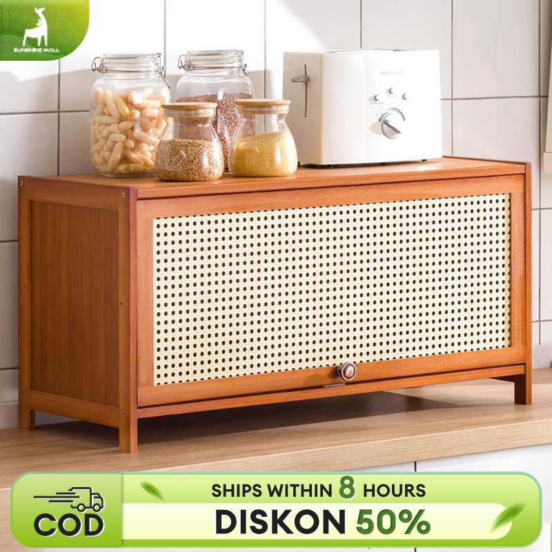 ​​Rak  Bumbu Dapur Kayu rak meja Rak Penyimpanan Meja Bertingkat Microwave Piring Perlengkapan Dapur