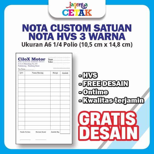 

NOTA CUSTOM SATUAN MURAH_HVS _1PLY_3 WARNA_UKURAN A6