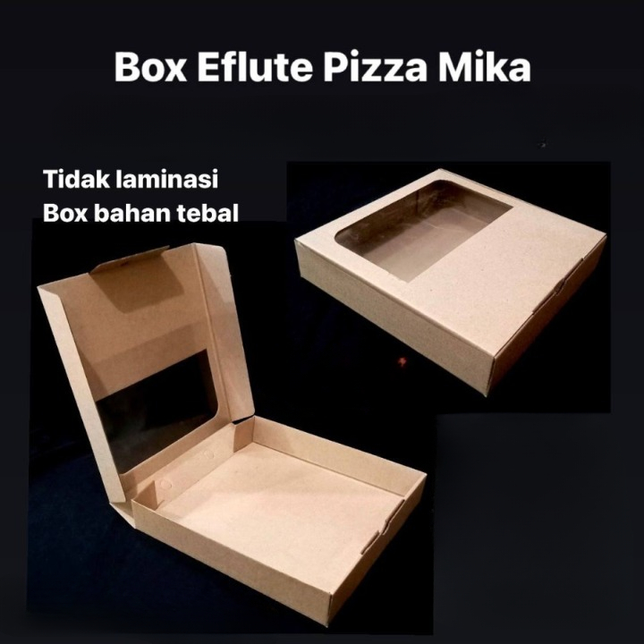 

Box Eflute Non Laminasi Pizza 20x20x4.5cm Model Jendela Mika 1/2
