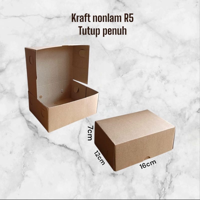 

Box kotak makan kraft tutup penuh R5 (uk 16x12x7) non laminasi (isi 100pcs)