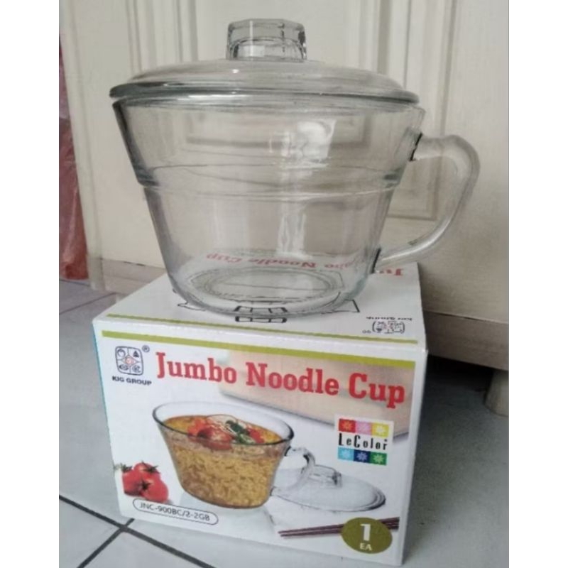 Gelas Mie Kaca / Mangkok Mie / Noddle Cup Jumbo / Gelas Sereal / Gelas Bubur / Gelas Kaca Tutup