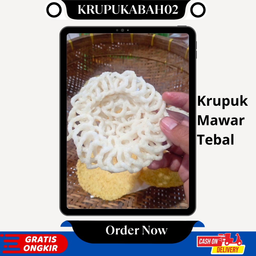 

Maknyuss1 [ 1Kg ] Kerupuk / Krupuk Mentah / Krecek Uyel Mawar Keriting Tebal Tipis