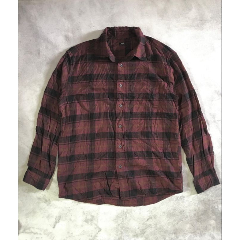Kemeja Flannel Uniqlo Coklat