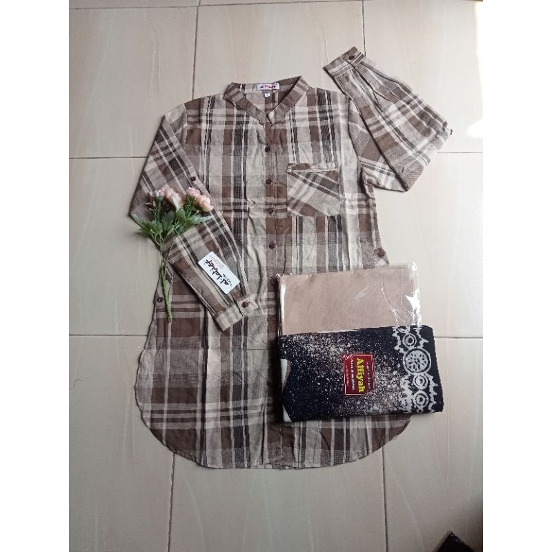 setelan santri putri tunik Al Latief/baju/sarung/kerudung