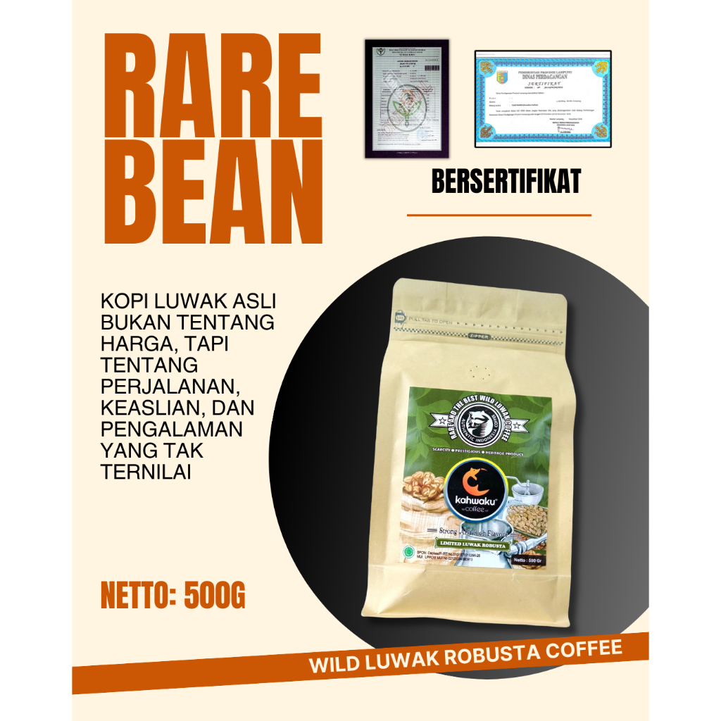

Kopi Luwak Liar Asli Sumatera – Rare & Premium, Robusta 500g, Stok Terbatas untuk Penikmat Eksklusif