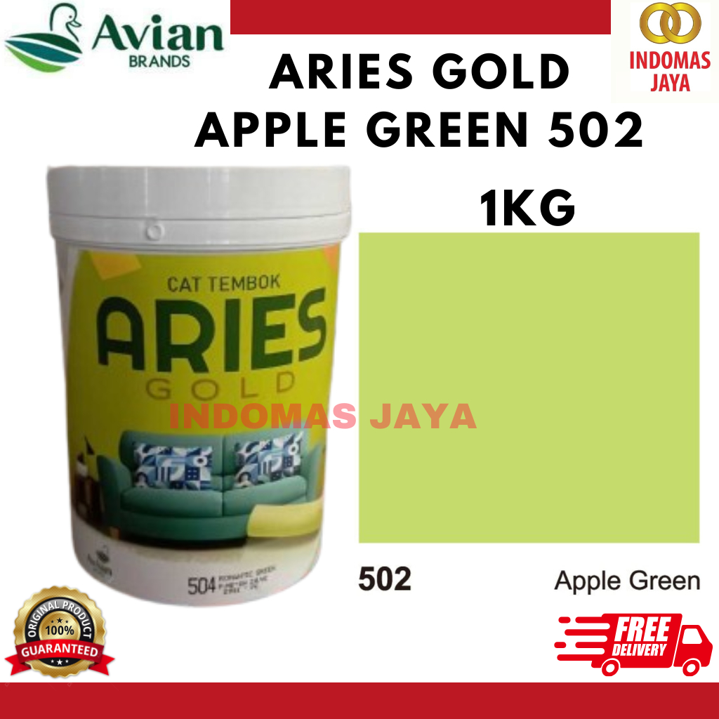 CAT TEMBOK ARIES GOLD APPLE GREEN 502 (1KG) CAT DINDING