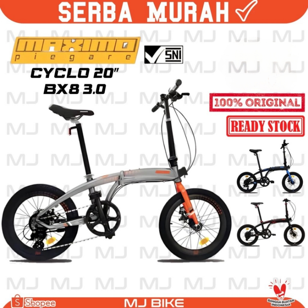 Terlaris Sepeda Lipat Maximo Cyclo 20" Bx8 Tx7 3.0 / 8.0 Garansi Resmi Pabrik