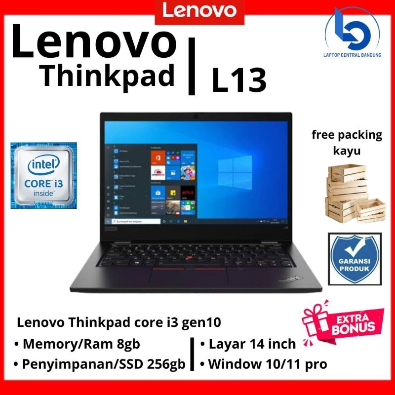 Laptop Lenovo Thinkpad L13 intel Core i3 Gen10 Ram 4GB/SSD 256gb  BERGARANSI