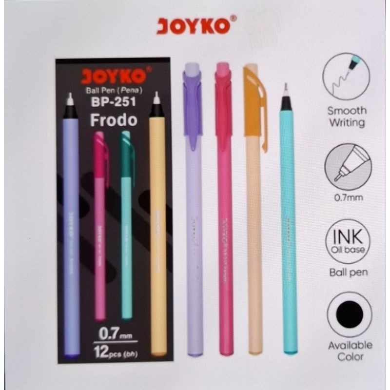 

Ball Pen Pulpen Joyko BP-251 Frodo 0.7 mm ( 1 Box isi 12 Pcs )