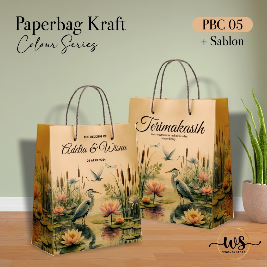 

PAKET PAPER BAG KRAFT SABLON & AFDRUK - PAPER BAG CUSTOM - TAS SOUVENIR PERNIKAHAN / ULTAH KEKINIAN