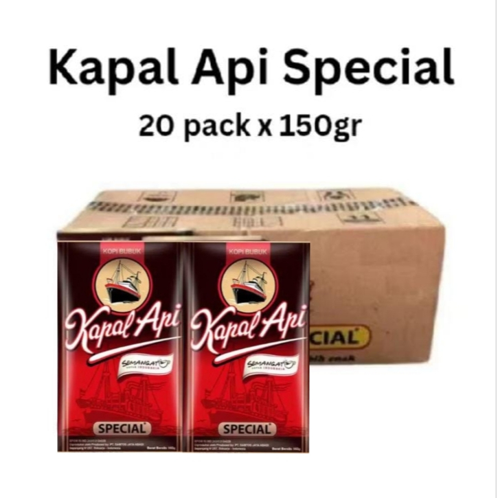 

Kopi bubuk Kapal Api 150gr per dus (20 pcs)