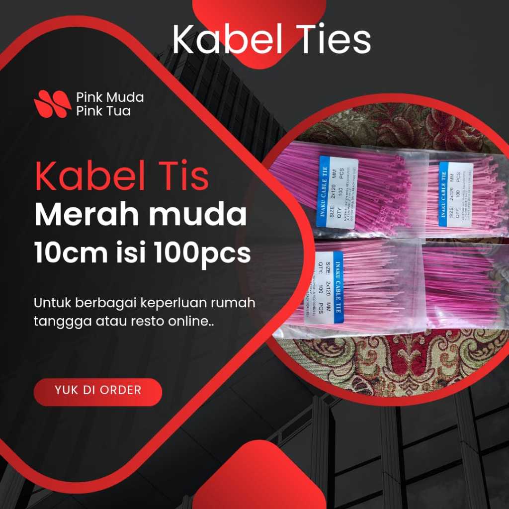 

Kabel Ties Pink Nylon 10cm 1 Pack isi 100 pcs | Kabel Tis Merah Muda Nylon 10 cm 1 Pack isi 100 pcs