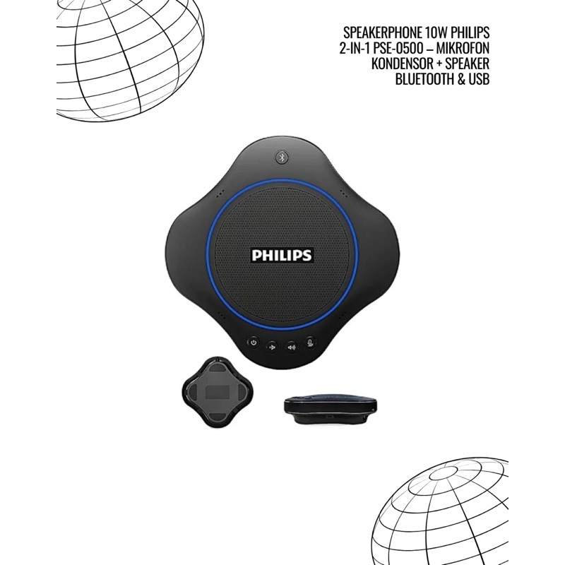 Speakerphone 10W Philips 2-in-1 PSE-0500 – Mikrofon Kondensor + Speaker Bluetooth & USB