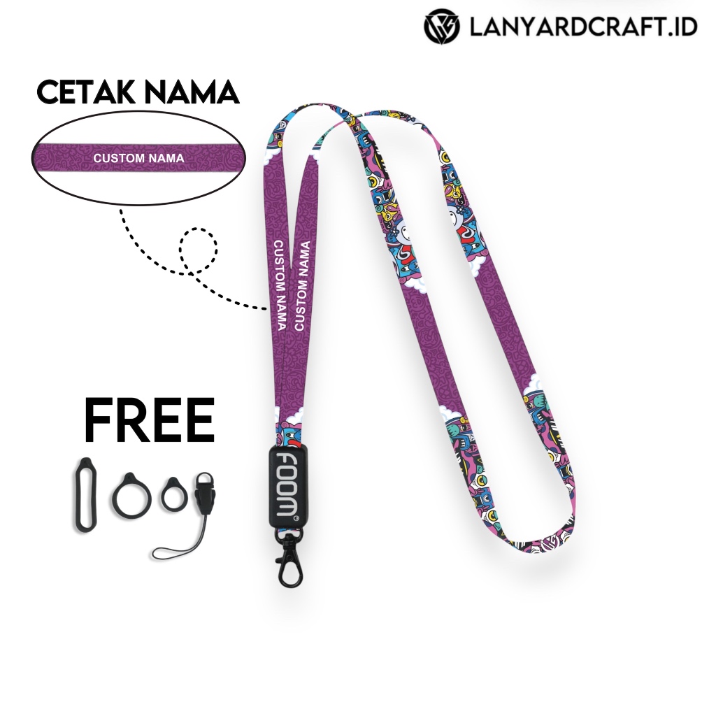 

Lanyard Custom Nama Doodle Series V4 1cm Various Type Gantungan Tali Lanyard Universal