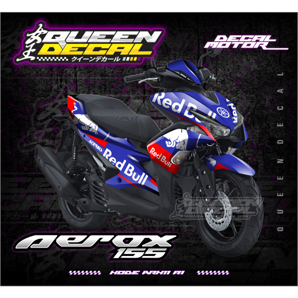 (DECAL NEW) DECAL STIKER FULLBODY AEROX 155 STIKER DECAL REDBULL -ARX