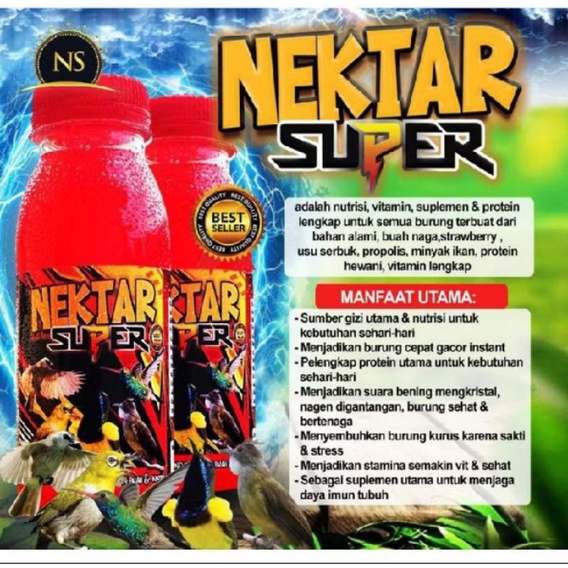 Nektar Super Merah 150ml Terbaik Untuk Sogon Pleci Kolibri Burung Kicau (Best Seller)