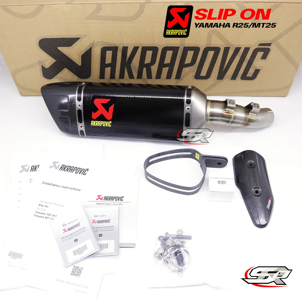 KNALPOT AKRAPOVIC YAMAHA R25 R 25 MT25 MT 25 SLIP ON ORIGINAL
