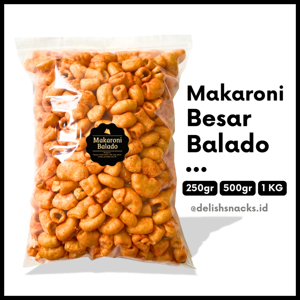 

[DELISH SNACKS] Makaroni Besar Balado (Grosir) 250gr 500gr / Snack Cemilan Camilan Grosiran Kiloan