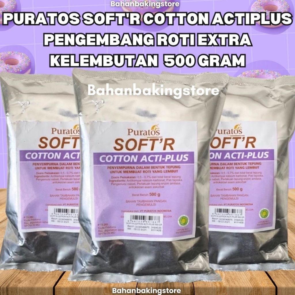 

PURATOS SOFT'R COTTON ACTIPLUS / PENGEMBANG ROTI EXTRA KELEMBUTAN / IMPROVER/ PELEMBUT ROTI 500 GRAM