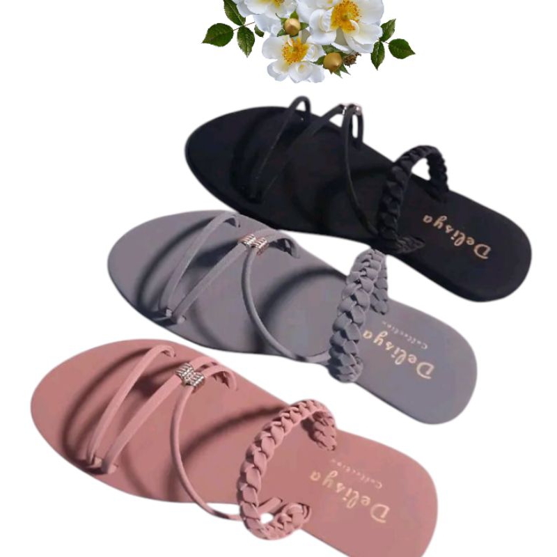 Sandal teplek wanita dewasa  tali kepang belakang terbaru terlaris