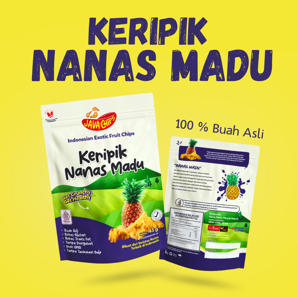 

JAVACHIPS KERIPIK NANAS MADU DENGAN METODE VACUUM FRYING TIDAK MERUSAK NUTRISI TANPA PENGAWET TANPA PEMANIS TANPA PEWARNA CITA RASA ALAMI BUAH NANAS - SNACK CEMILAN SEHAT
