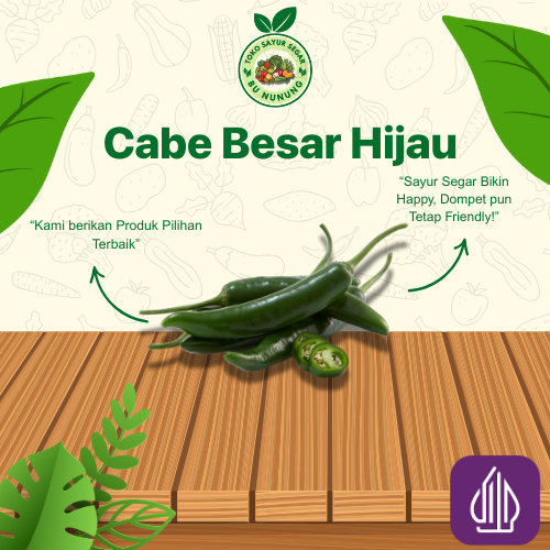 

Cabe Besar Hijau Fresh Instan/Sameday