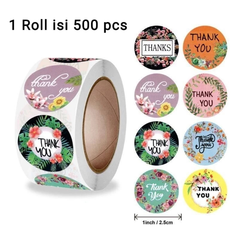 

STICKER THANK YOU 1 ROLL 500 PCS STIKER TERIMA KASIH STICKER AMPLOP KOTAK STICKER LABEL