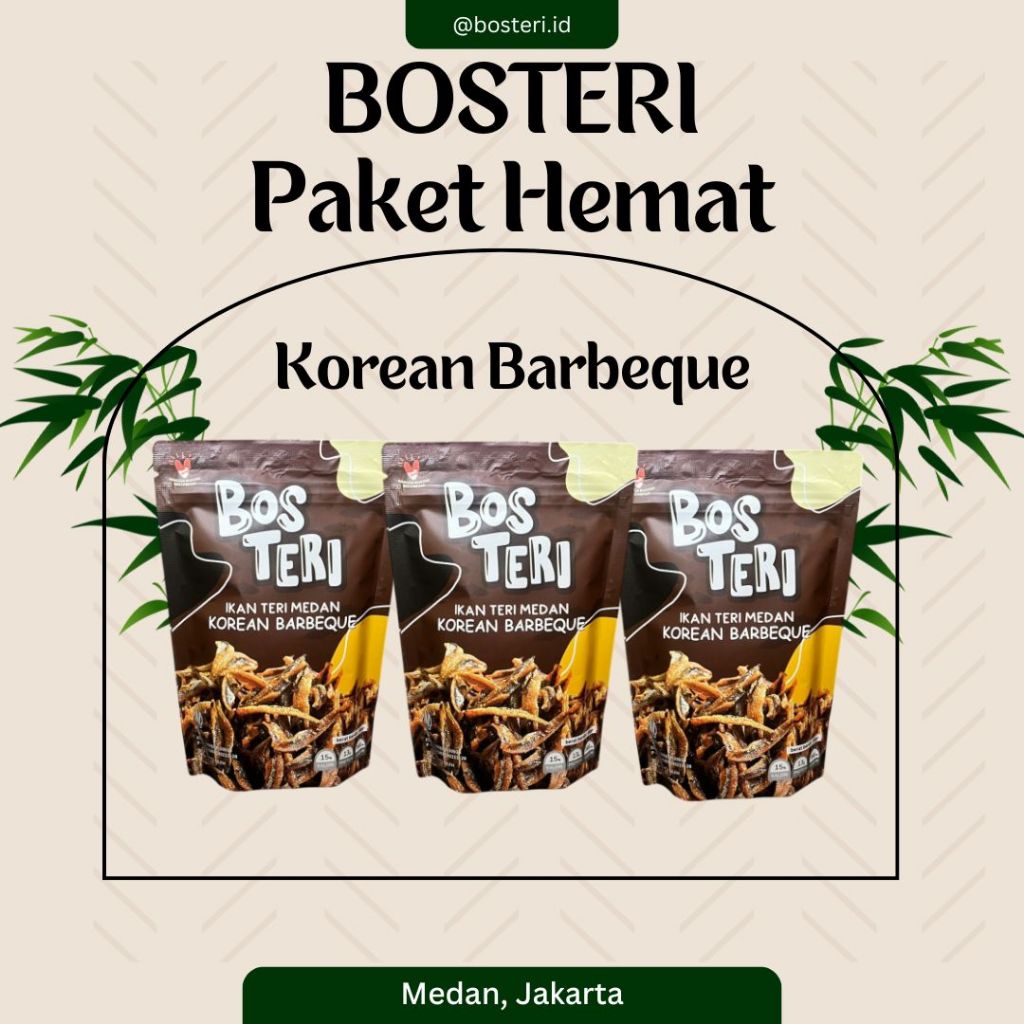 

BOS TERI Ikan Teri Medan Paket Hemat Variant 3in1 Rasa Korean Barbeque