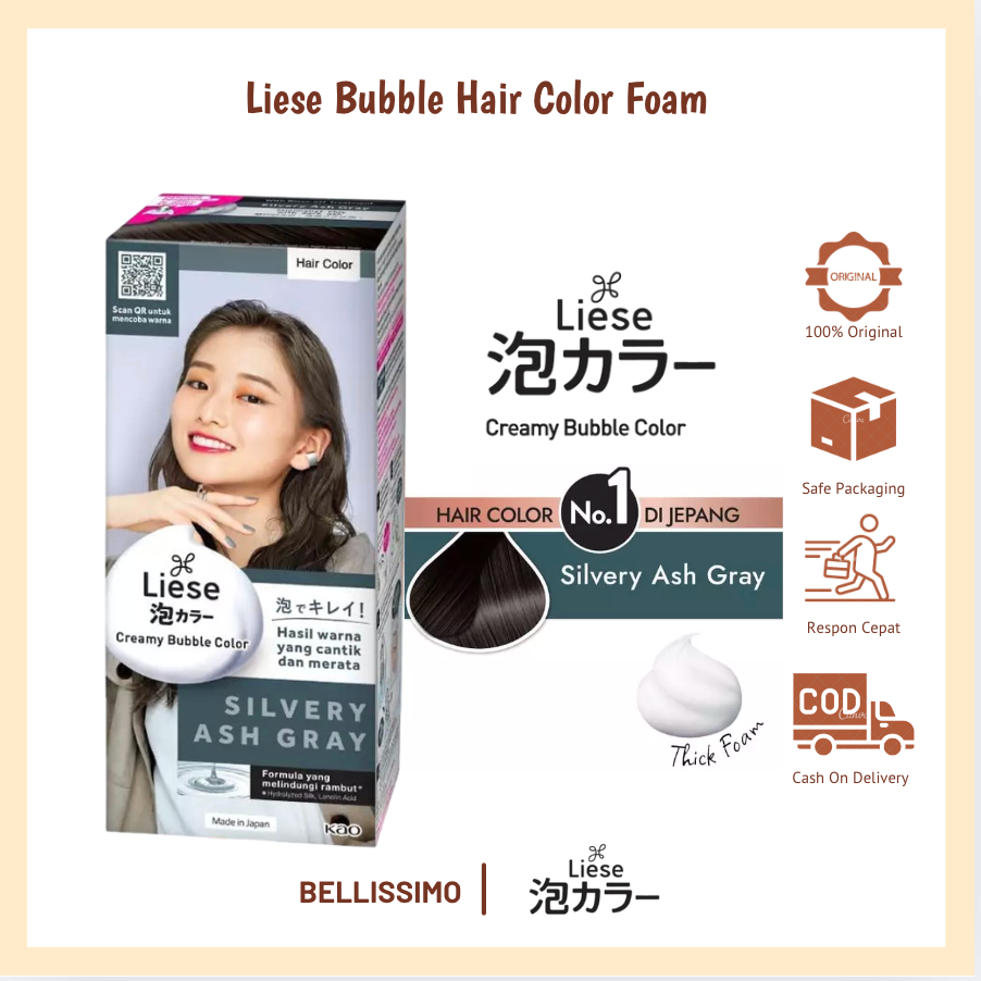 Liese Bubble Hair Color Silvery Ash Grey Cat Pewarna Rambut Permanent Silvery Ash Gray Perawatan / T