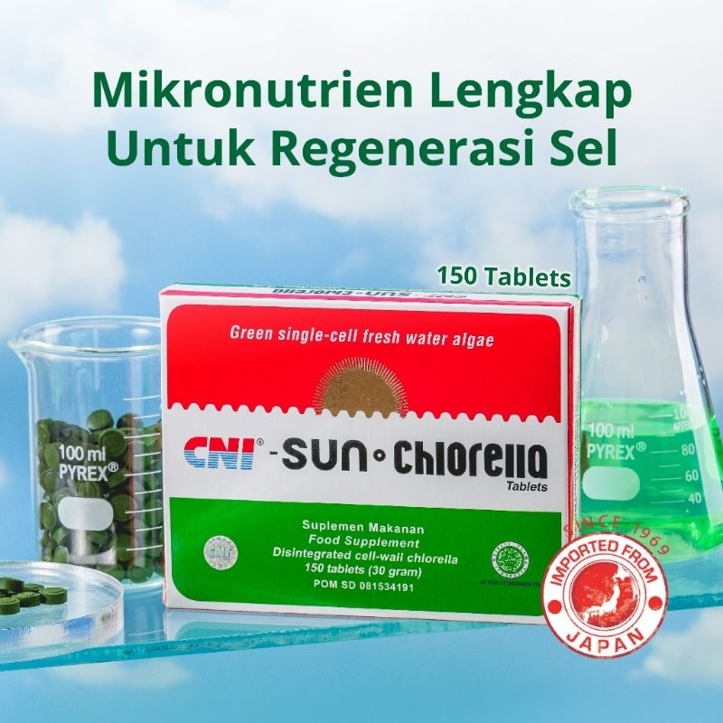 CNI Sun chlorella 150tab- suplemen untuk kekebalan tubuh - suplemen detox