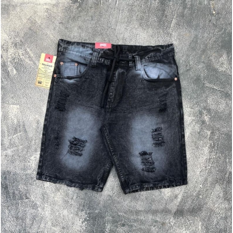 Celana Sobek Jeans Pendek Pria Warna Hitam Celana Pendek Jeans Sobek Sobek Cowo Celana Pendek