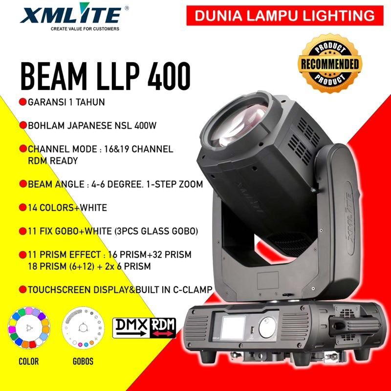 TERMURAH ORIGINAL XMLITE MOVING HEAD BEAM LLP400 LLP 400 lampu panggung stage lighting