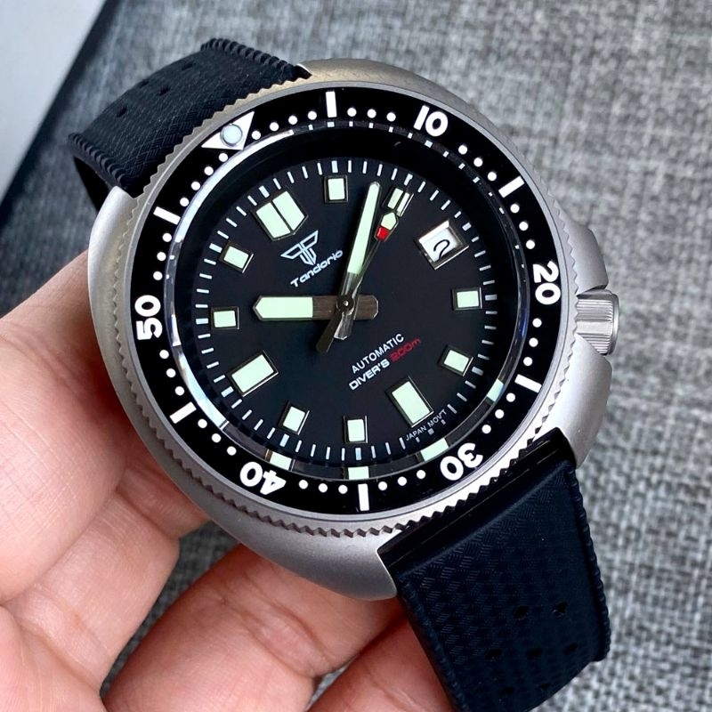 NEW TANDORIO TURTLE TITANIUM AUTOMATIC SEIKO NH35 A CERAMIC SAFIR GLASS + AR COATING WR 200 SIAP REN