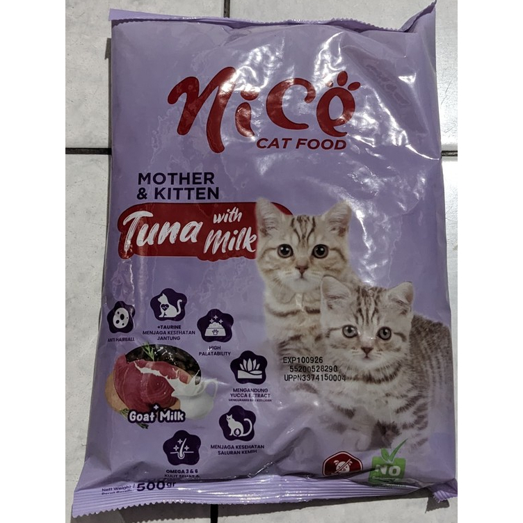 NICE MOTHER & KITTEN MAKANAN KUCING IBU & ANAK RASA TUNA FLAVOUR PLUS GOAT MILK MURAH FRESHPACK 500g