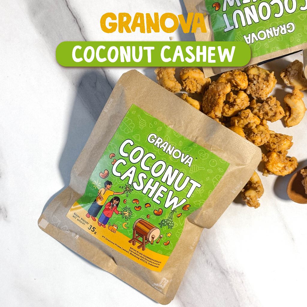 

Granova - Coconut Cashew 35gr - Roasted Cashew Nuts Coated Coconut Flakes