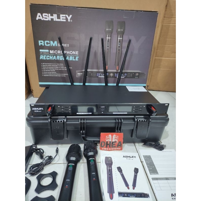 Mic Wireless Rechargeable ASHLEY RCM 2 Mic Pegang bisa di cas Ashley RCM series MIC PEGANG HANDHELD 