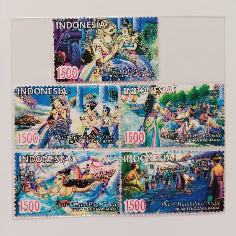 

(AC) Perangko Indonesia 2003 Cerita Rakyat Seri 6 - Putri Mandalika Nyale Set Lengkap 5 pcs Used