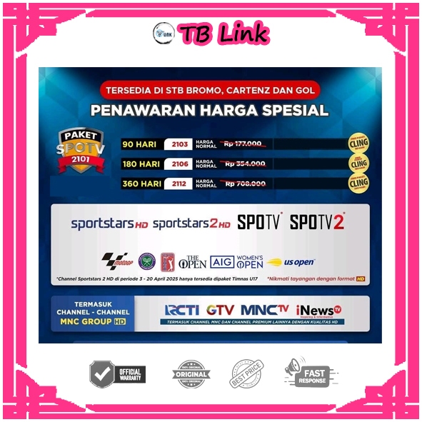 Voucher Paket SPOTV MotoGP k-Vision 90/180 Hari