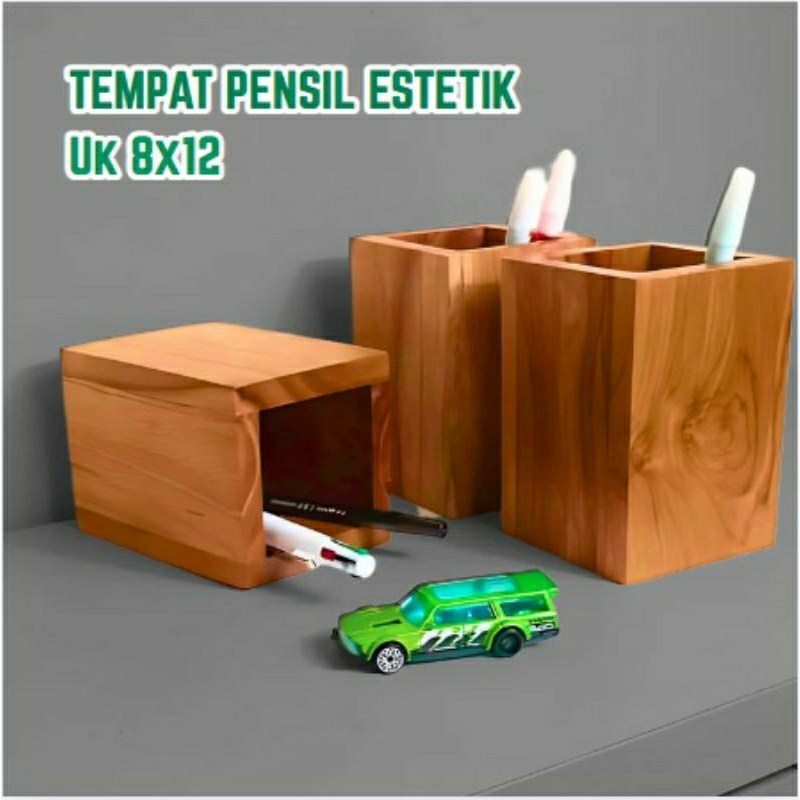 Kotak kayu Tempat  sendok pensil pulpen