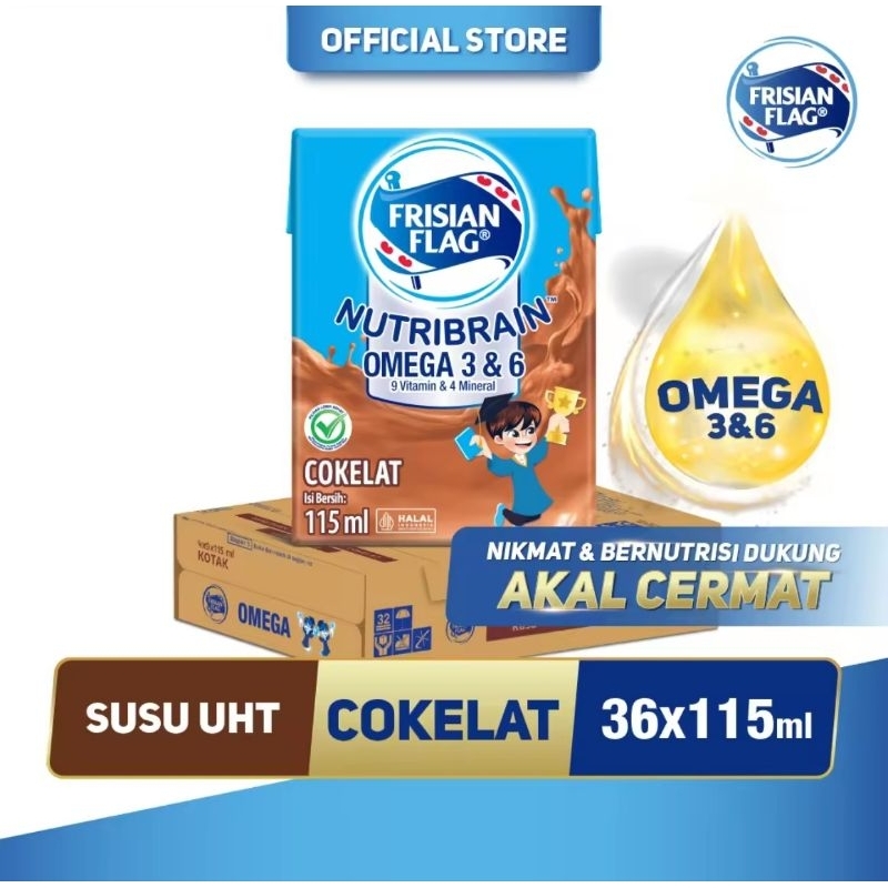 

Frisian Flag Nutribrain Susu UHT cair Cokelat 36×115ml Karton